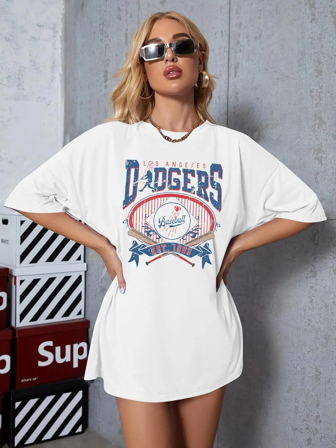 Baseball Shirts for Women Oversized Game Day Baseball Fan Shirt Baseball Mama Casual Short Sleeve Shirt