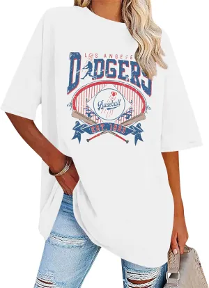 Baseball Shirts for Women Oversized Game Day Baseball Fan Shirt Baseball Mama Casual Short Sleeve Shirt