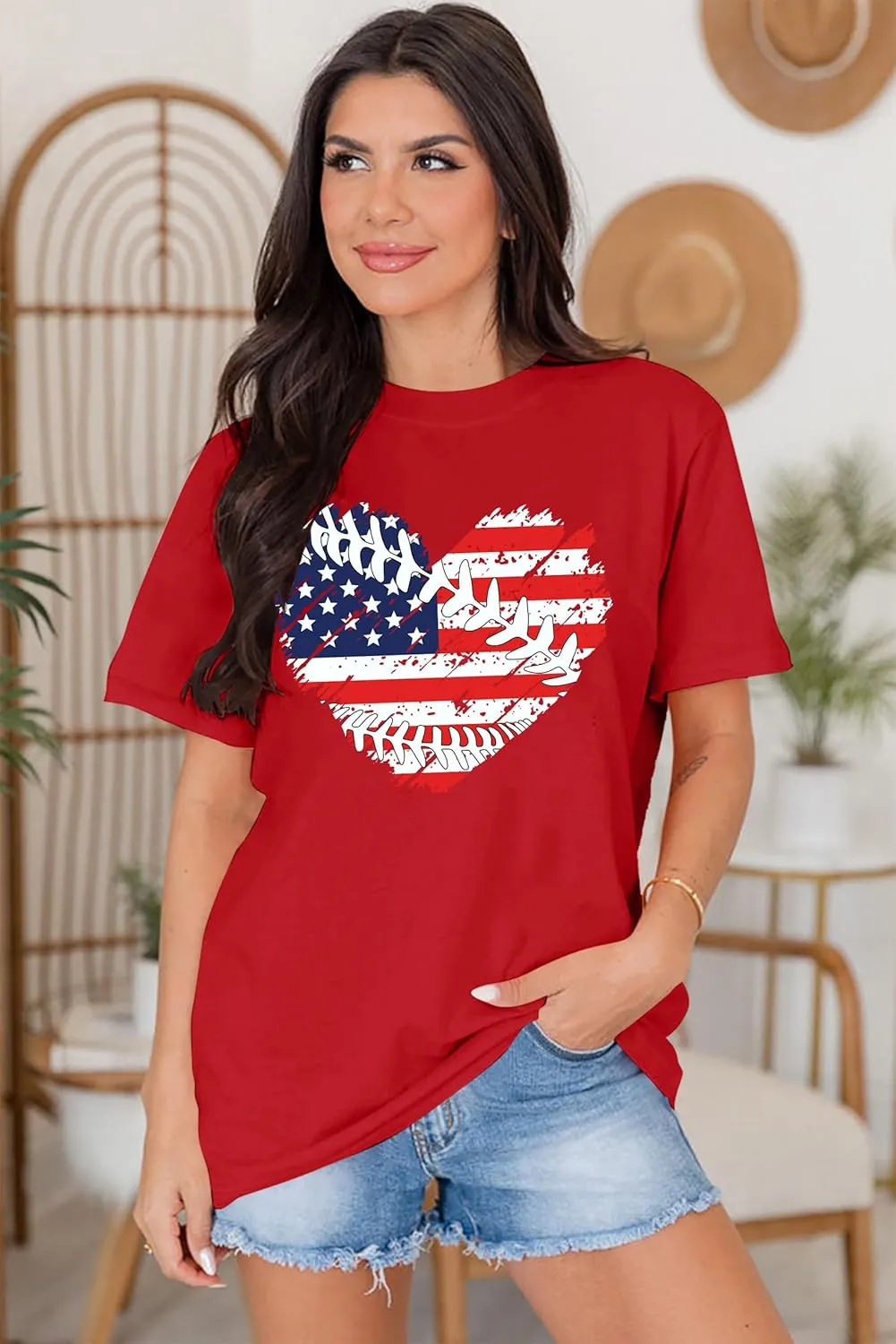 Baseball T Shirts for Women Baseball Mom Shirt Tee Funny Baseball Heart Graphic Casual Baseball Lover Gifts