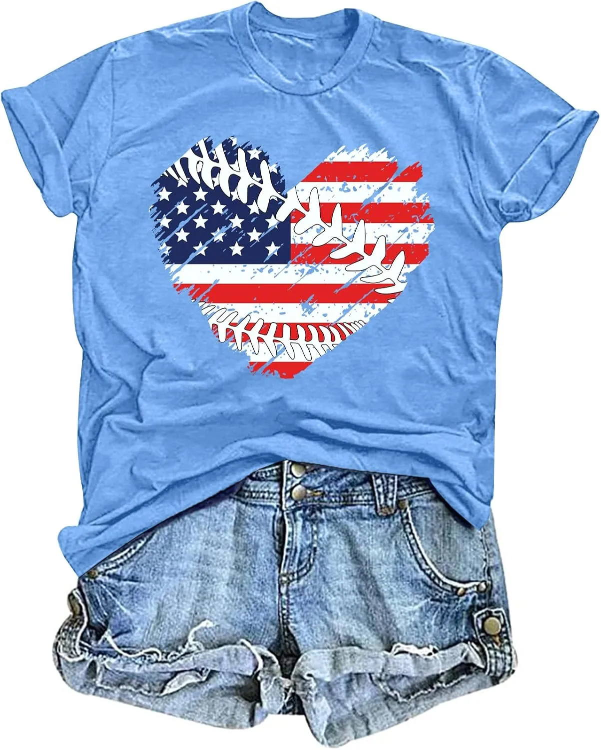 Baseball T Shirts for Women Baseball Mom Shirt Tee Funny Baseball Heart Graphic Casual Baseball Lover Gifts