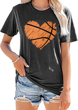 Baseball T Shirts for Women Baseball Mom Shirt Tee Funny Baseball Heart Graphic Casual Baseball Lover Gifts