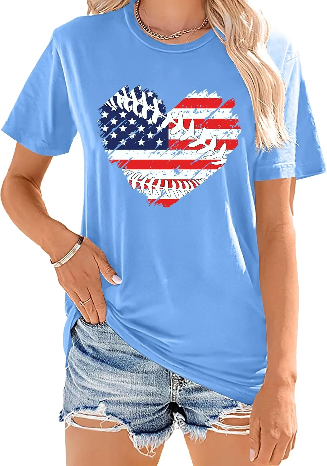 Baseball T Shirts for Women Baseball Mom Shirt Tee Funny Baseball Heart Graphic Casual Baseball Lover Gifts