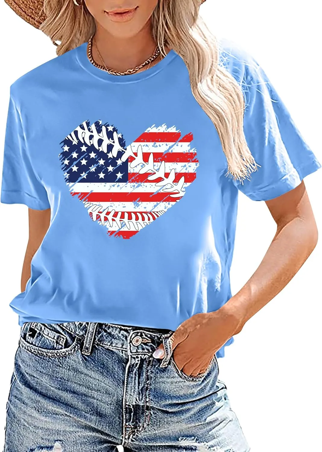 Baseball T Shirts for Women Baseball Mom Shirt Tee Funny Baseball Heart Graphic Casual Baseball Lover Gifts