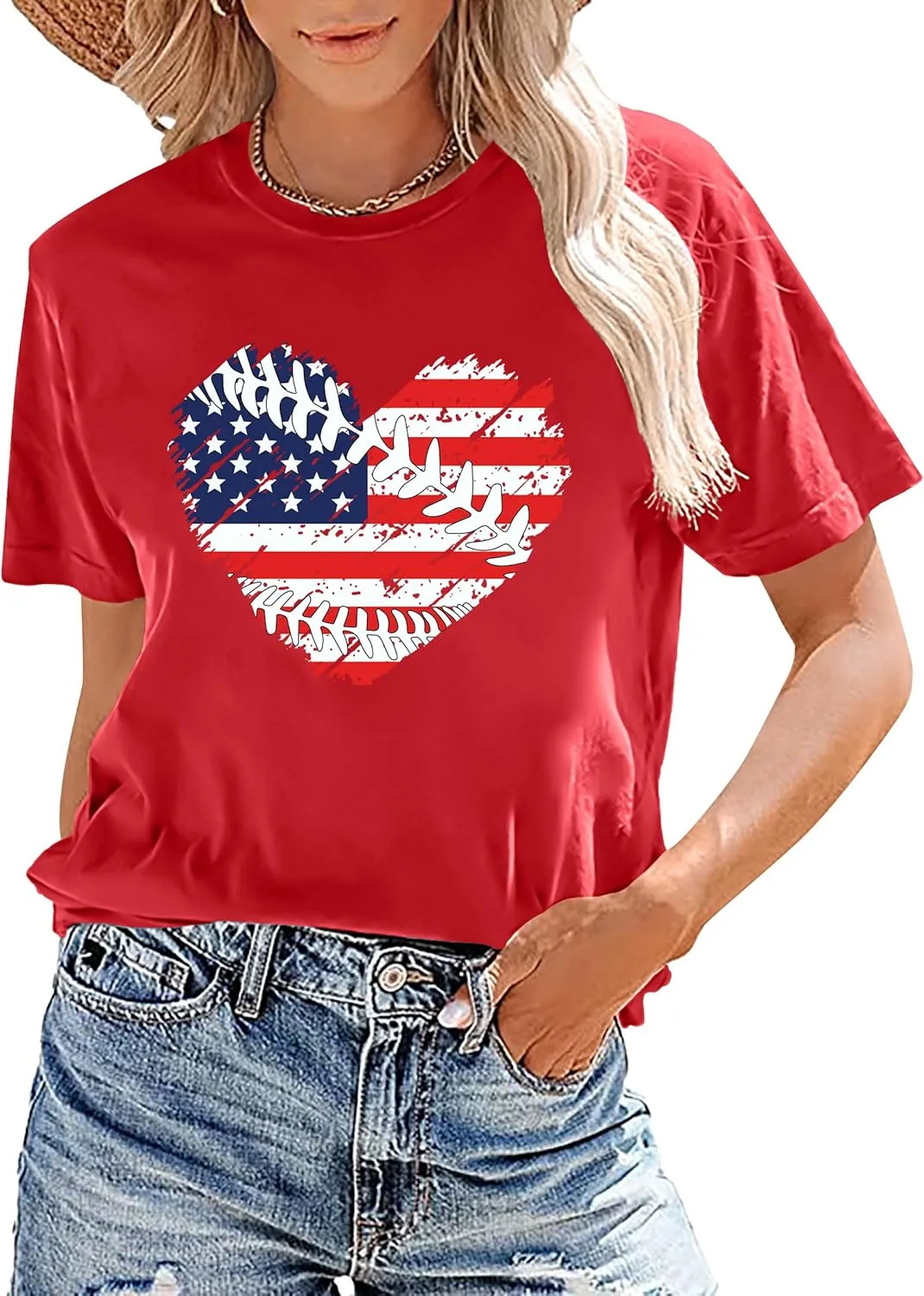 Baseball T Shirts for Women Baseball Mom Shirt Tee Funny Baseball Heart Graphic Casual Baseball Lover Gifts