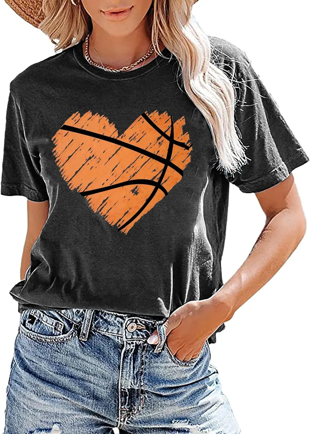 Baseball T Shirts for Women Baseball Mom Shirt Tee Funny Baseball Heart Graphic Casual Baseball Lover Gifts