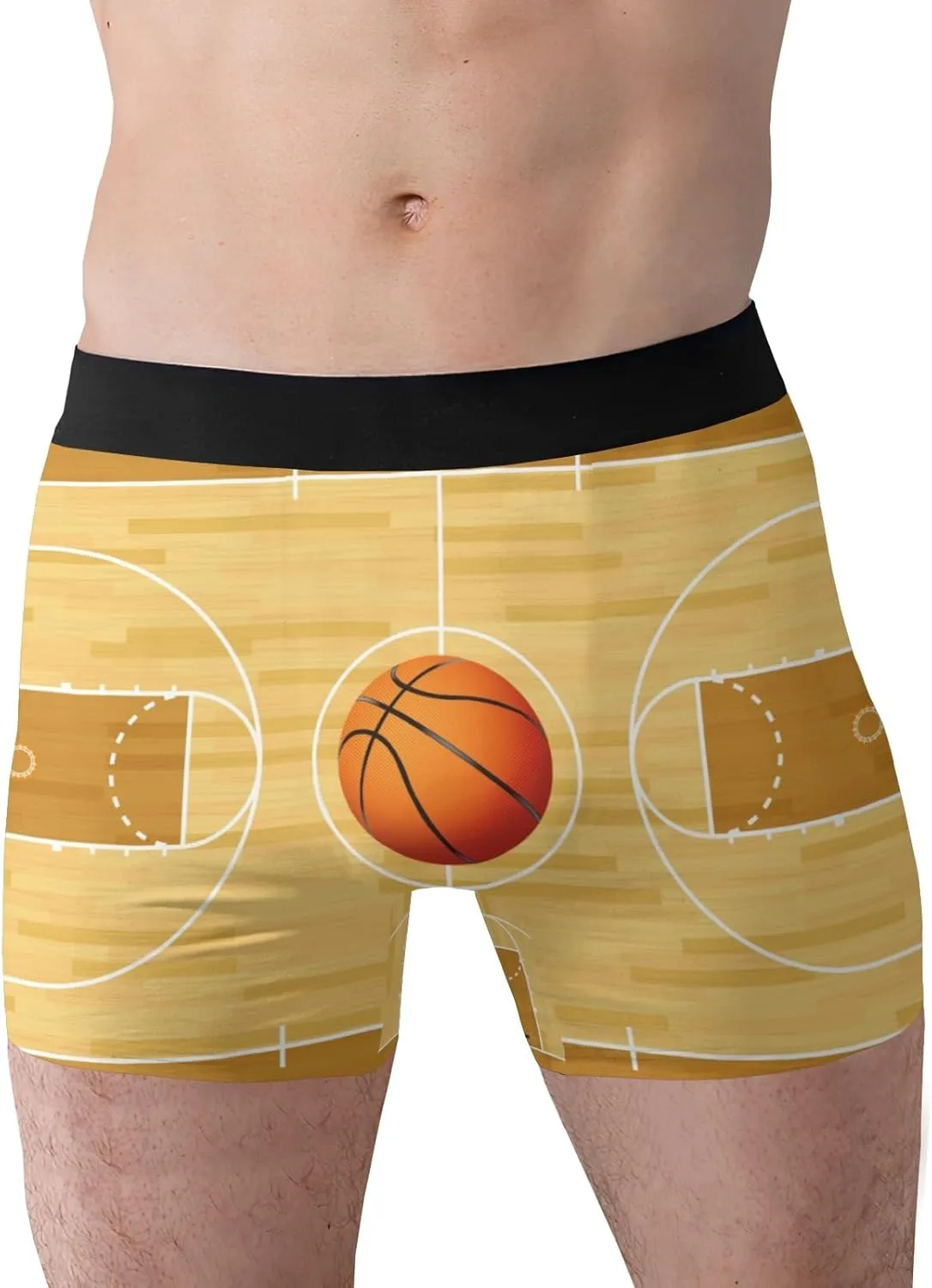 basketball court with basketball Men's Boxer Briefs Underwear Soft Breathable Shorts XS