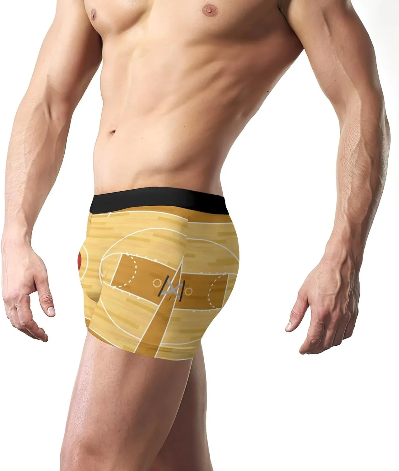 basketball court with basketball Men's Boxer Briefs Underwear Soft Breathable Shorts XS