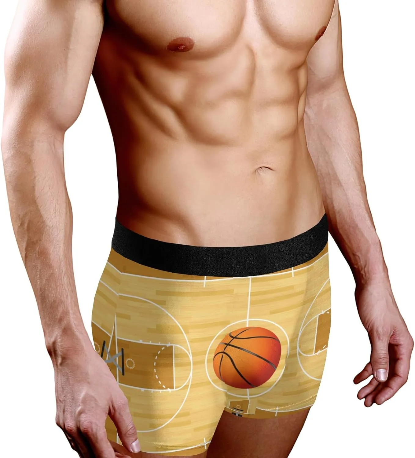 basketball court with basketball Men's Boxer Briefs Underwear Soft Breathable Shorts XS