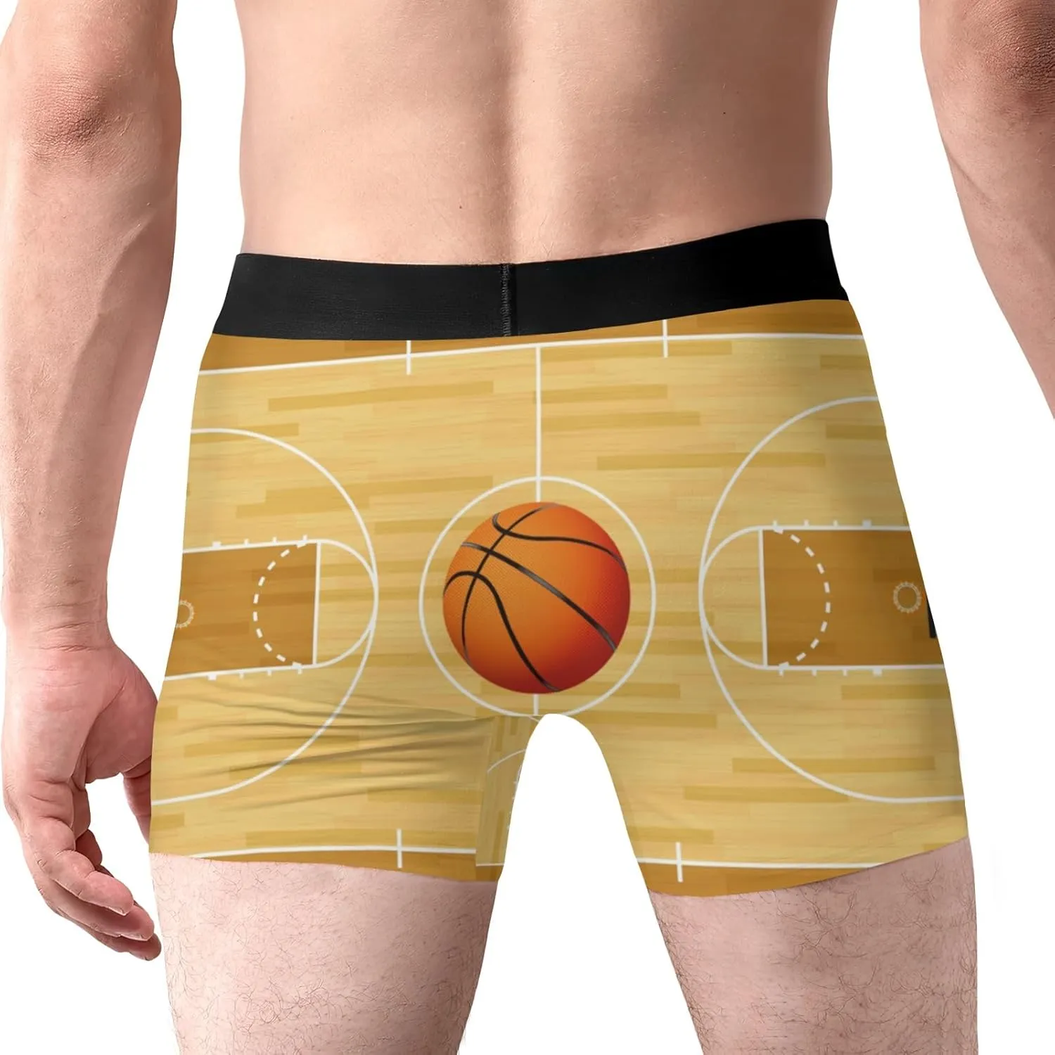 basketball court with basketball Men's Boxer Briefs Underwear Soft Breathable Shorts XS