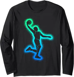 Basketball Dunking Bball Men Kids Boys Basketball Player Long Sleeve T-Shirt