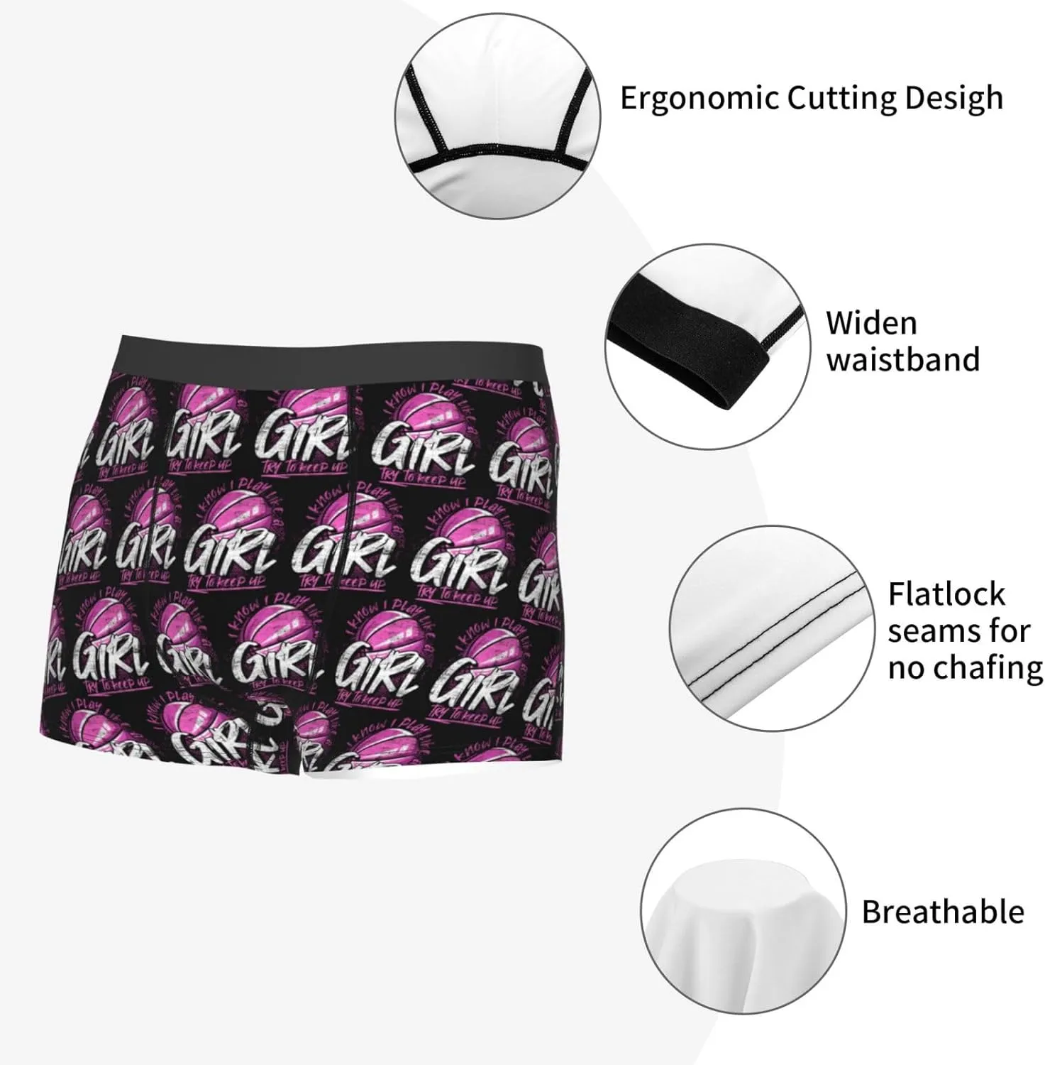 Basketball Player Girls Funny Basketball Lover Sport Basketball Men's Boxer Briefs Stretch Underwear Trunk Underwear