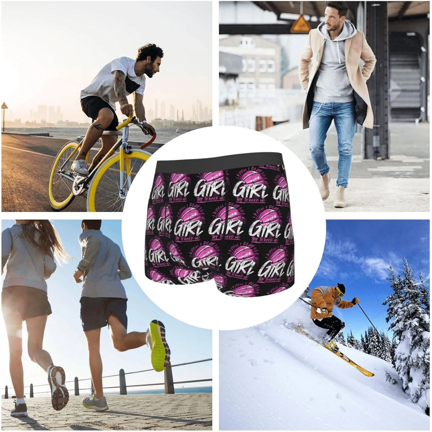 Basketball Player Girls Funny Basketball Lover Sport Basketball Men's Boxer Briefs Stretch Underwear Trunk Underwear