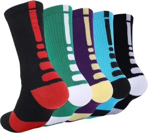 Basketball Socks for Men,Performance Cushioned Men's Athletic Crew Socks with Arch Compression for Basketball Sports