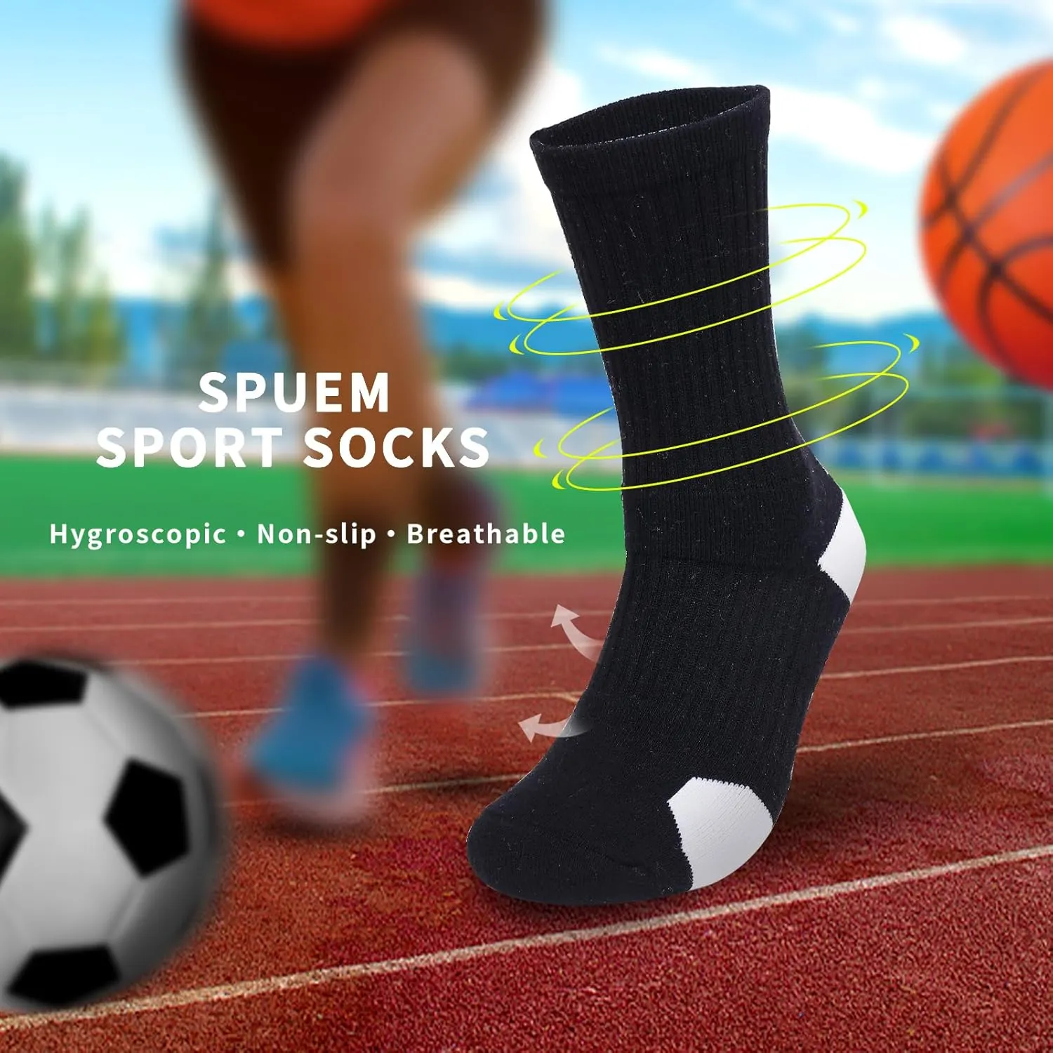 Basketball Socks for Men,Performance Cushioned Men's Athletic Crew Socks with Arch Compression for Basketball Sports