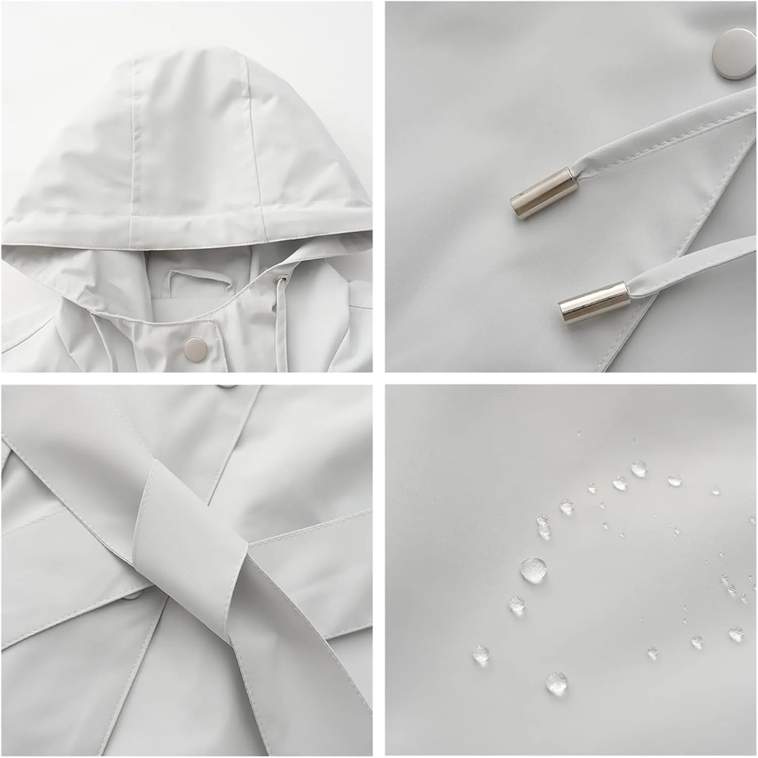 Bidobibo Women's Raincoats Waterproof Hooded Lightweight Winter Jacket with Belt Windbreaker Jacket Womens Plus Size 2024