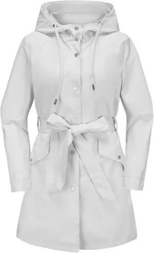Bidobibo Women's Raincoats Waterproof Hooded Lightweight Winter Jacket with Belt Windbreaker Jacket Womens Plus Size 2024