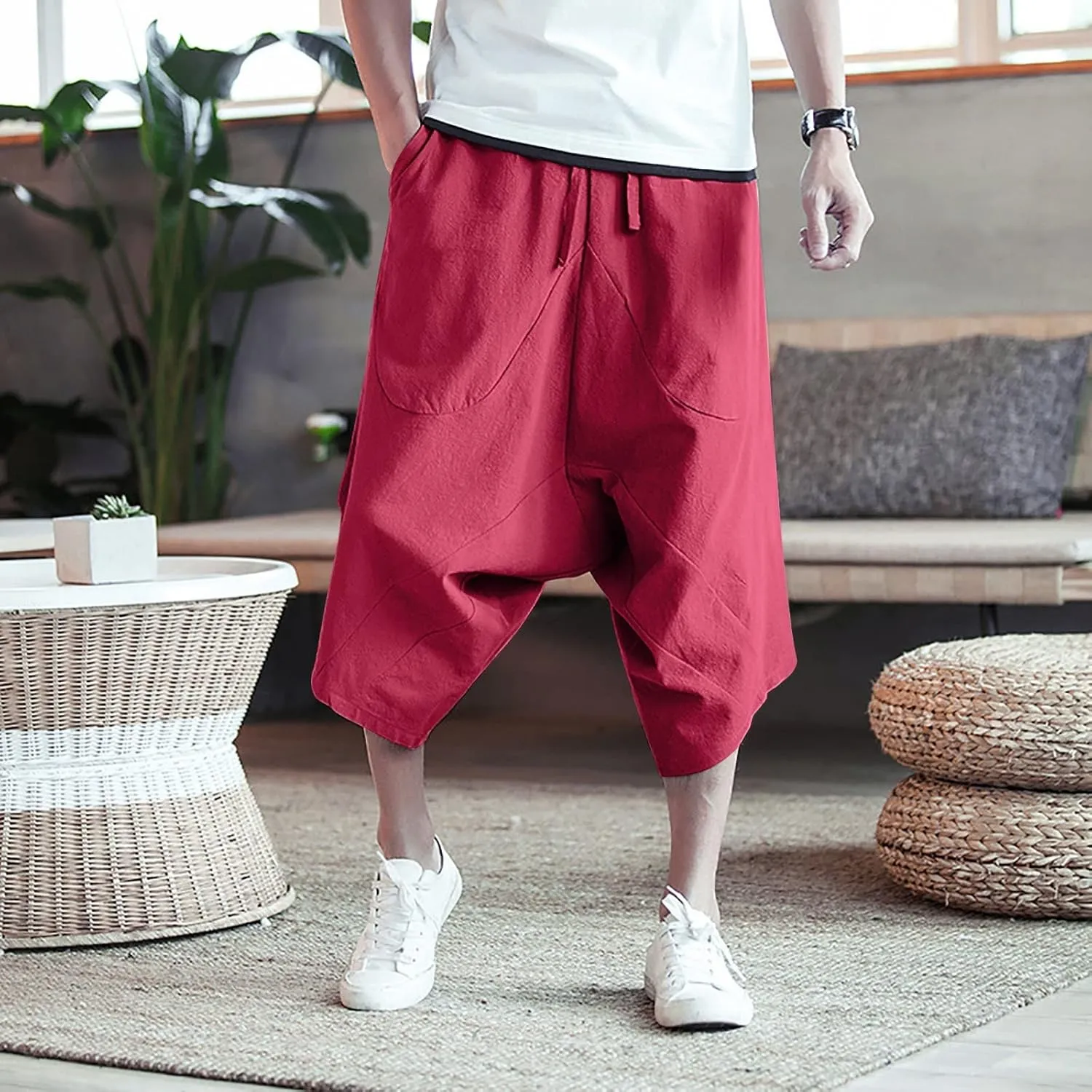 Big and Tall Sweatpants for Men Pants 6 Pocket Full Outdoor Casual Sweatpants Sweatpants for Men Pants Casual Rope