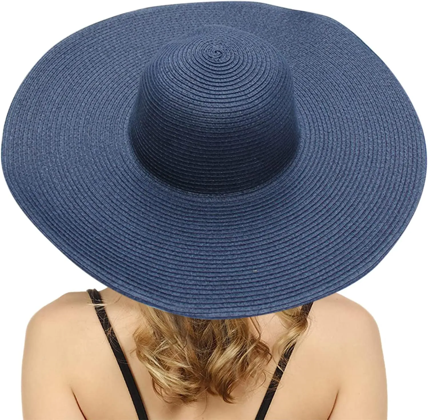 Big Beach Straw Hat for Women Foldable Summer Wide Brim Sun Hat for UV Protection Packable Oversized Travel Straw Cap