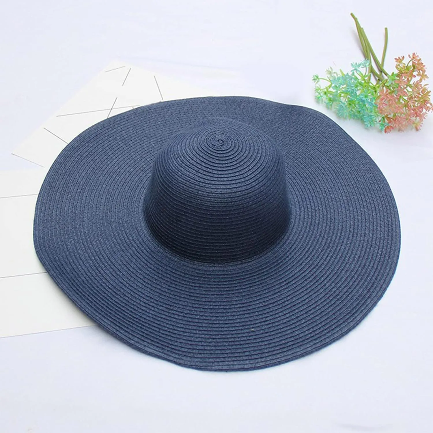 Big Beach Straw Hat for Women Foldable Summer Wide Brim Sun Hat for UV Protection Packable Oversized Travel Straw Cap