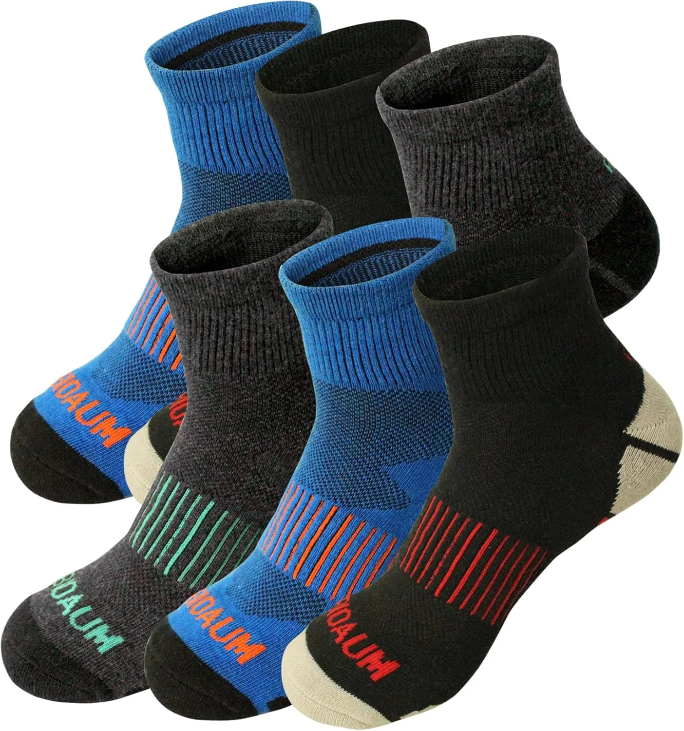 BIOAUM Men's Atheltic Socks Size 10-13 - 6 Pairs Cotton Quarter Socks for Running, Workout, Work
