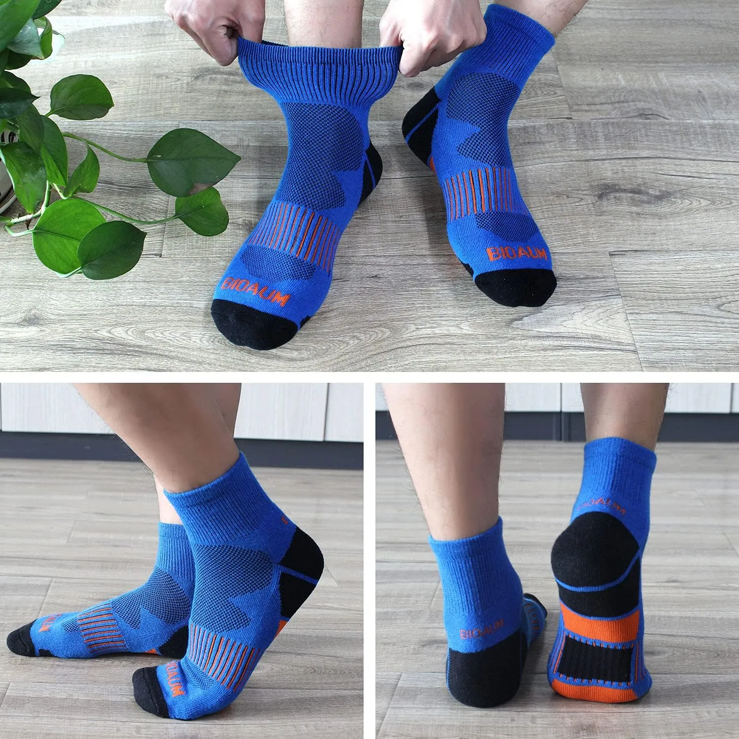 BIOAUM Men's Atheltic Socks Size 10-13 - 6 Pairs Cotton Quarter Socks for Running, Workout, Work