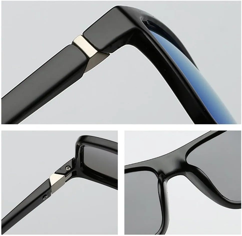 Black Polarized Sunglasses Men Mirror Blue Sun Glasses Unisex Vintage Anti Glare Shades UV400