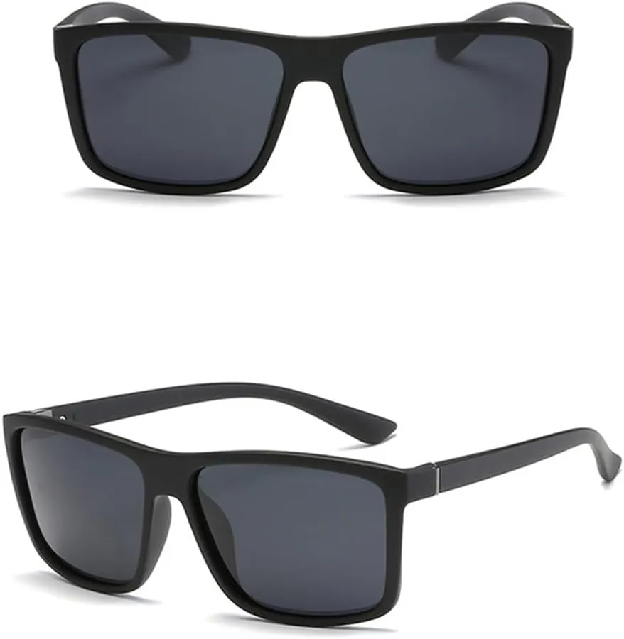 Black Polarized Sunglasses Men Mirror Blue Sun Glasses Unisex Vintage Anti Glare Shades UV400