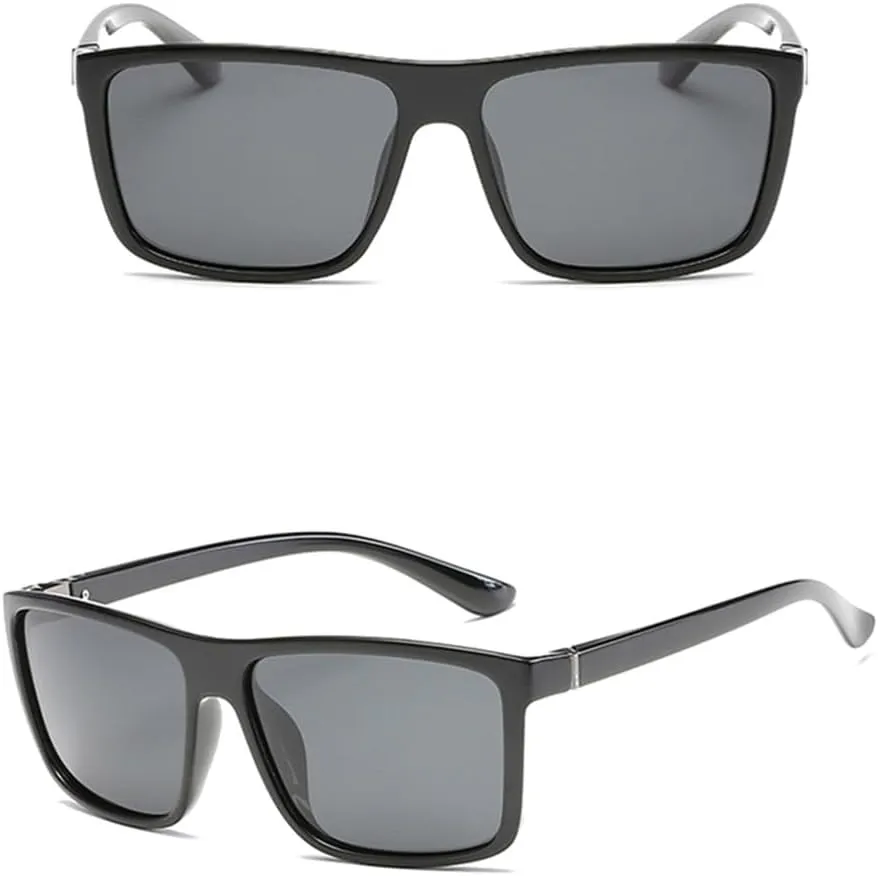 Black Polarized Sunglasses Men Mirror Blue Sun Glasses Unisex Vintage Anti Glare Shades UV400