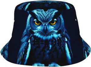 Blue Owl Bucket Hat Packable Breathable Sun Hats Fisherman Hats Outdoor Summer Travel Hiking Beach Caps for Men Women