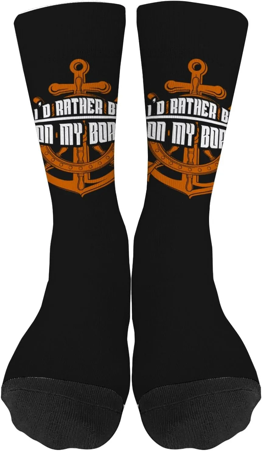 Boat Lover I'd Rather Be on My Boat Men Dress Socks Womens#Fashionable Cotton Sock for Men's