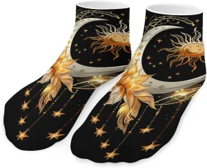 Boho Sun And Moon Ankle Socks Breathable Low Cut Sports Socks Casual No Show Sock for Women Men