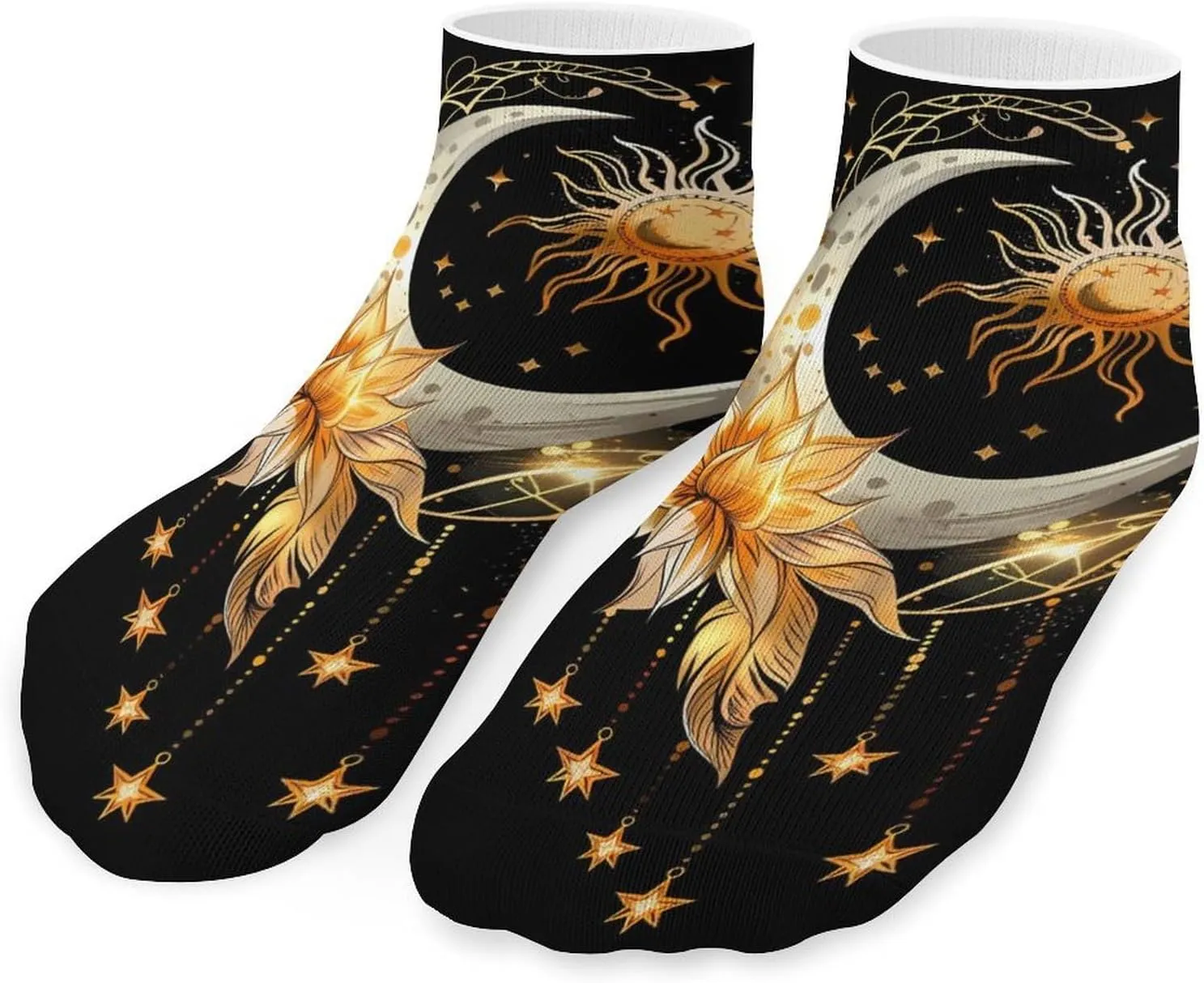 Boho Sun And Moon Ankle Socks Breathable Low Cut Sports Socks Casual No Show Sock for Women Men