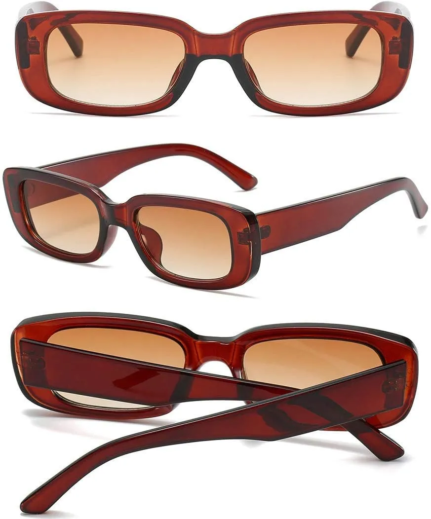 BOJOD Rectangle Sunglasses for Women Retro Fashion Sunglasses UV 400 Protection Square Frame Eyewear