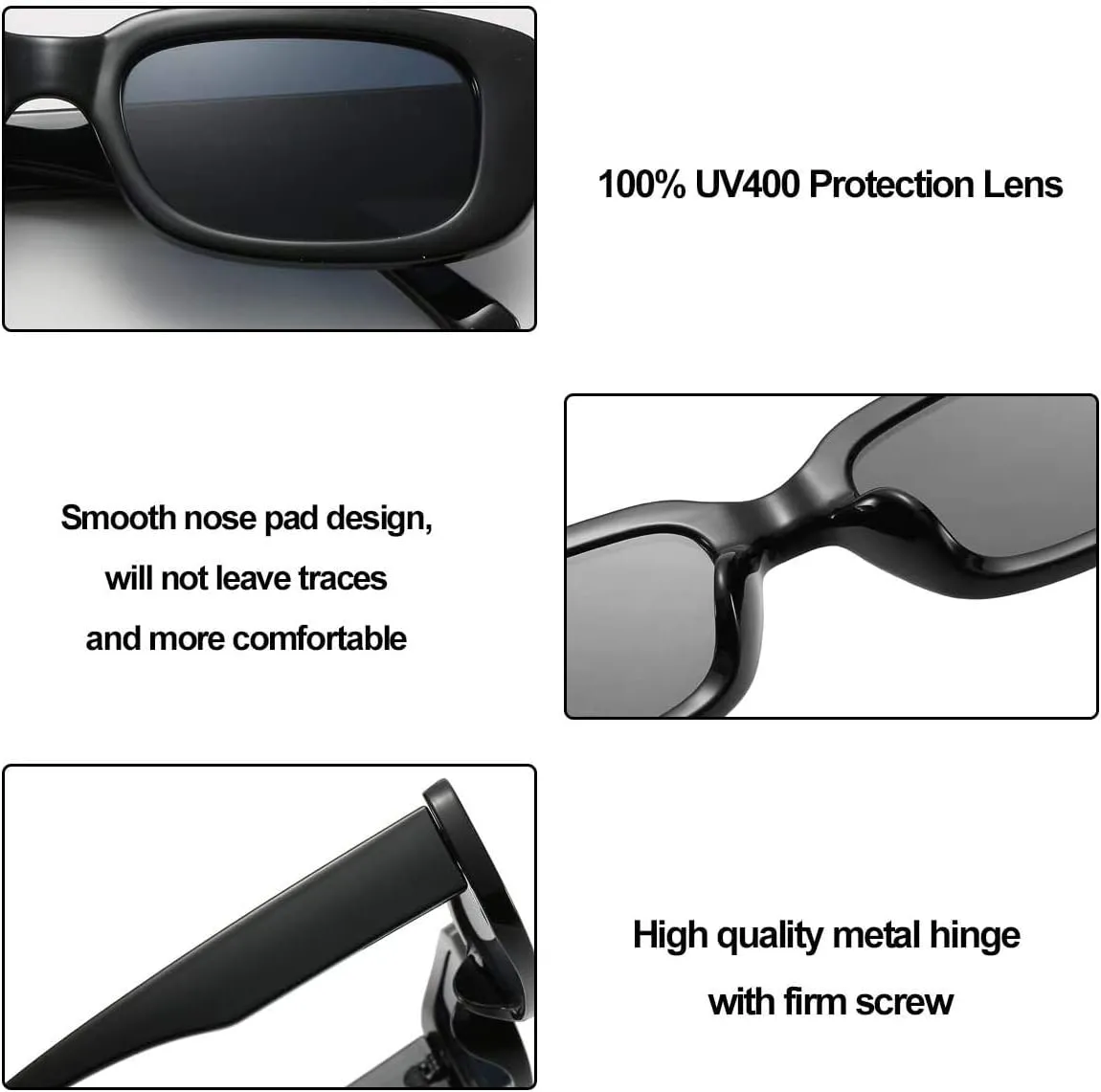 BOJOD Rectangle Sunglasses for Women Retro Fashion Sunglasses UV 400 Protection Square Frame Eyewear