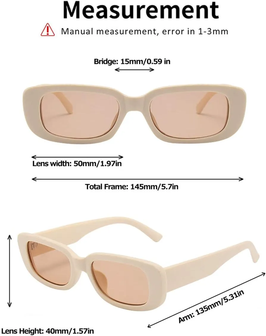 BOJOD Rectangle Sunglasses for Women Retro Fashion Sunglasses UV 400 Protection Square Frame Eyewear