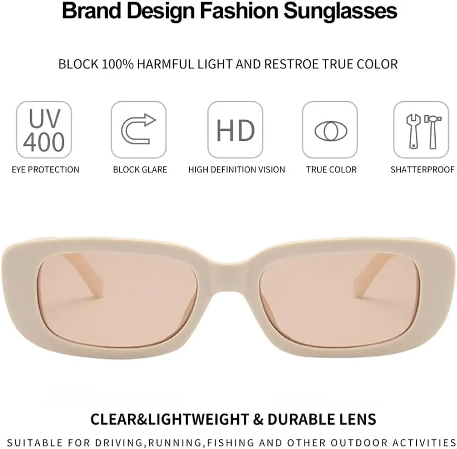 BOJOD Rectangle Sunglasses for Women Retro Fashion Sunglasses UV 400 Protection Square Frame Eyewear
