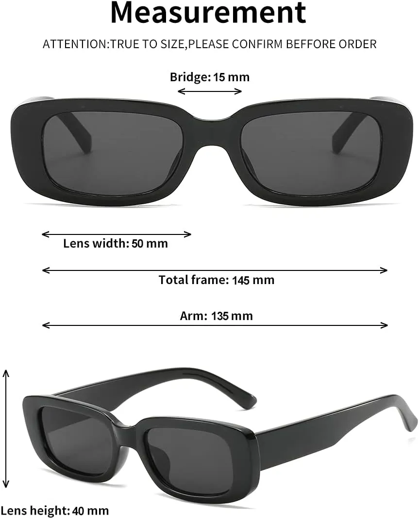 BOJOD Rectangle Sunglasses for Women Retro Fashion Sunglasses UV 400 Protection Square Frame Eyewear