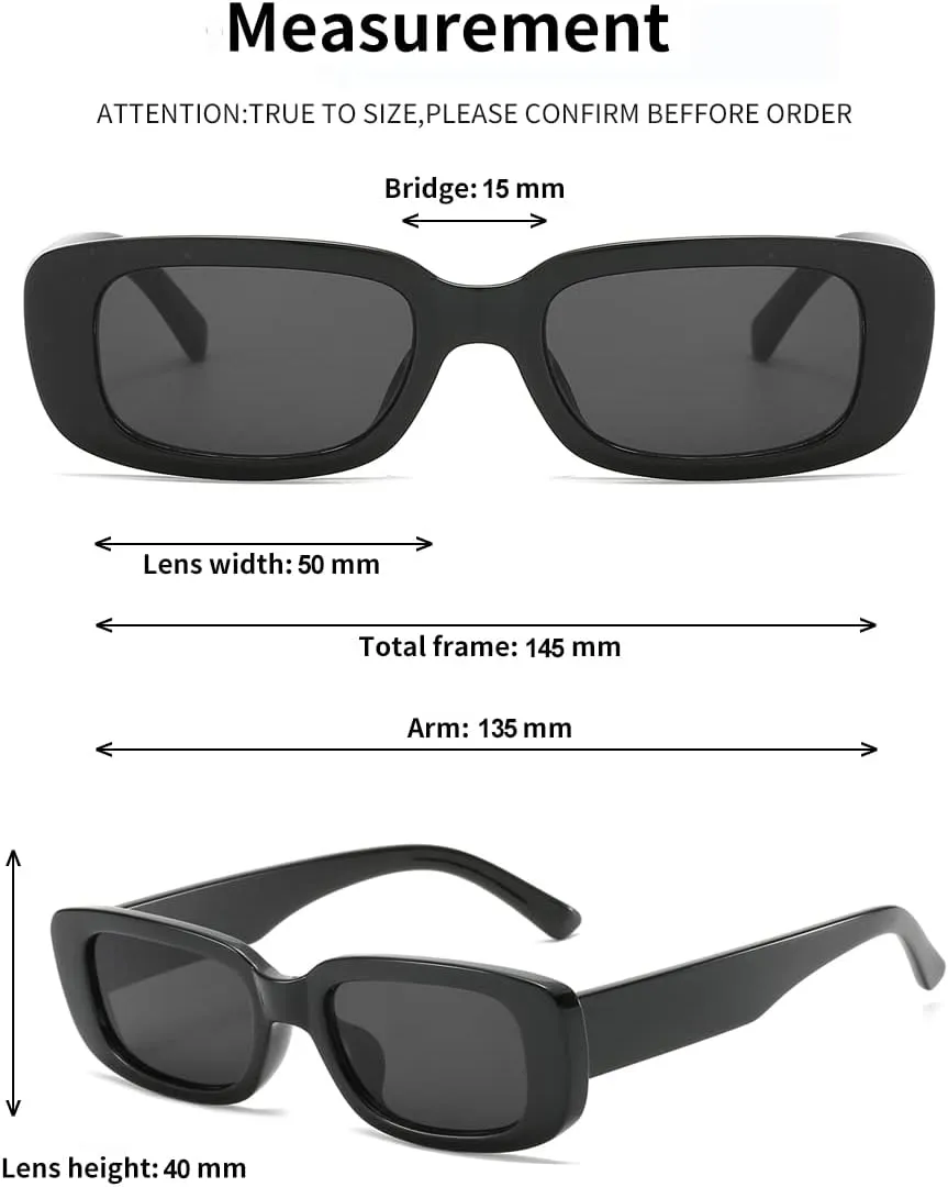 BOJOD Rectangle Sunglasses for Women Retro Fashion Sunglasses UV 400 Protection Square Frame Eyewear