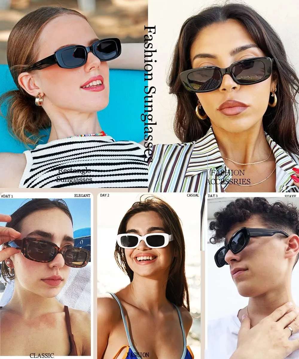BOJOD Rectangle Sunglasses for Women Retro Fashion Sunglasses UV 400 Protection Square Frame Eyewear