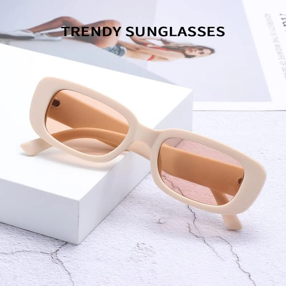 BOJOD Rectangle Sunglasses for Women Retro Fashion Sunglasses UV 400 Protection Square Frame Eyewear