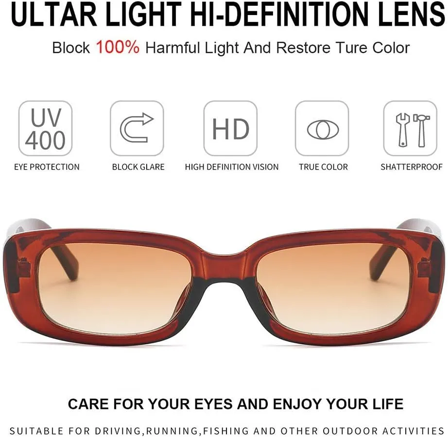 BOJOD Rectangle Sunglasses for Women Retro Fashion Sunglasses UV 400 Protection Square Frame Eyewear