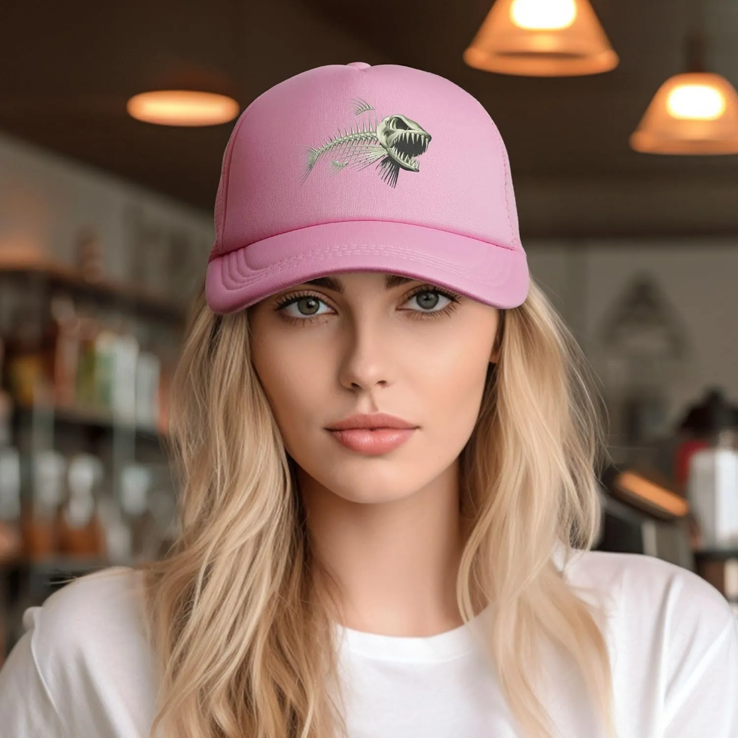 Bone Fish Baseball Hat Sports Baseball Cap Mesh Hat