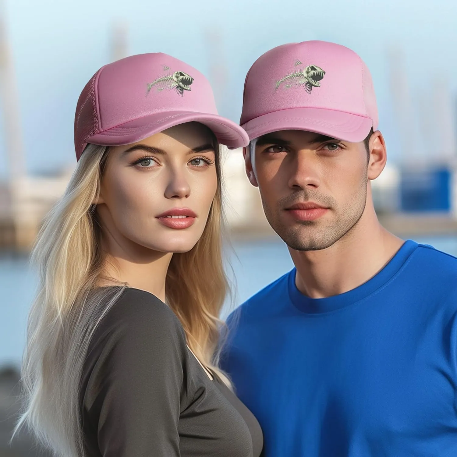 Bone Fish Baseball Hat Sports Baseball Cap Mesh Hat