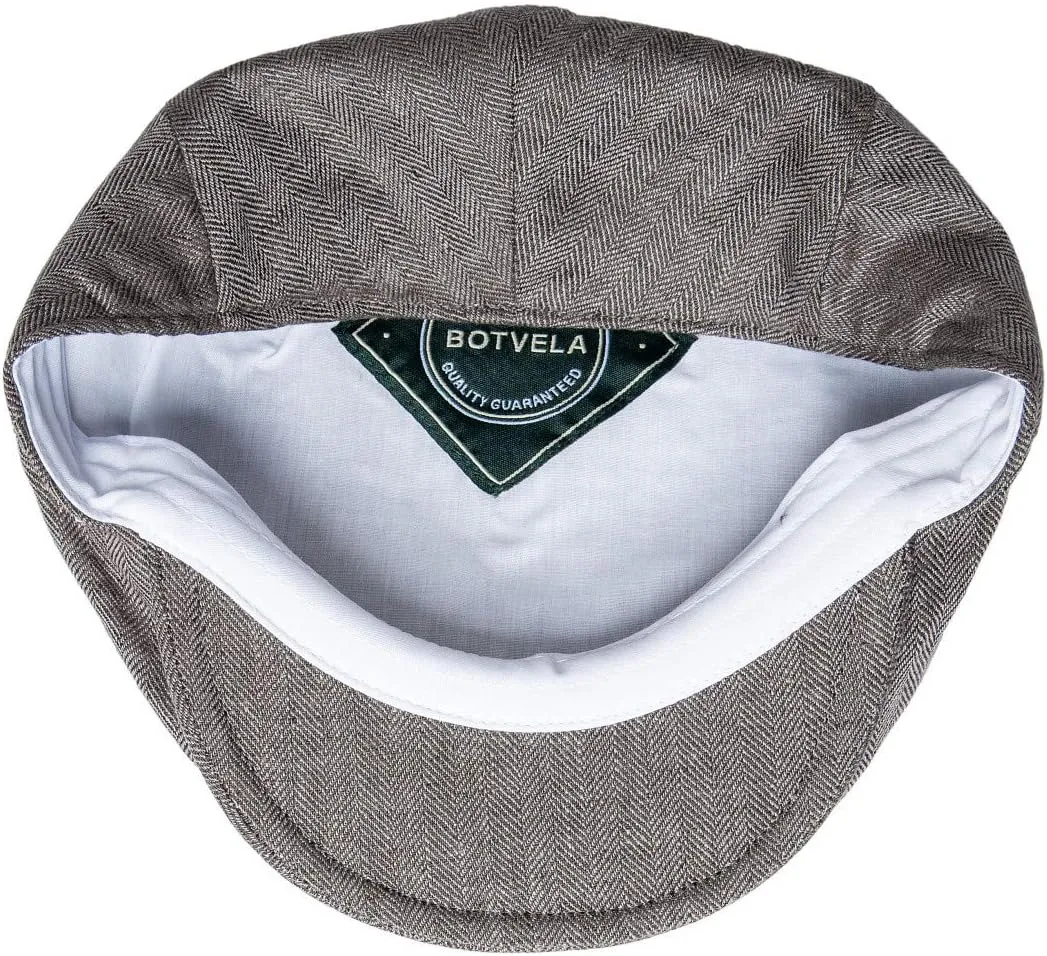BOTVELA Men Linen Flat Ivy Breathable Summer Newsboy Hat