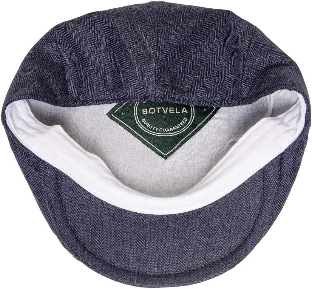 BOTVELA Men Linen Flat Ivy Breathable Summer Newsboy Hat