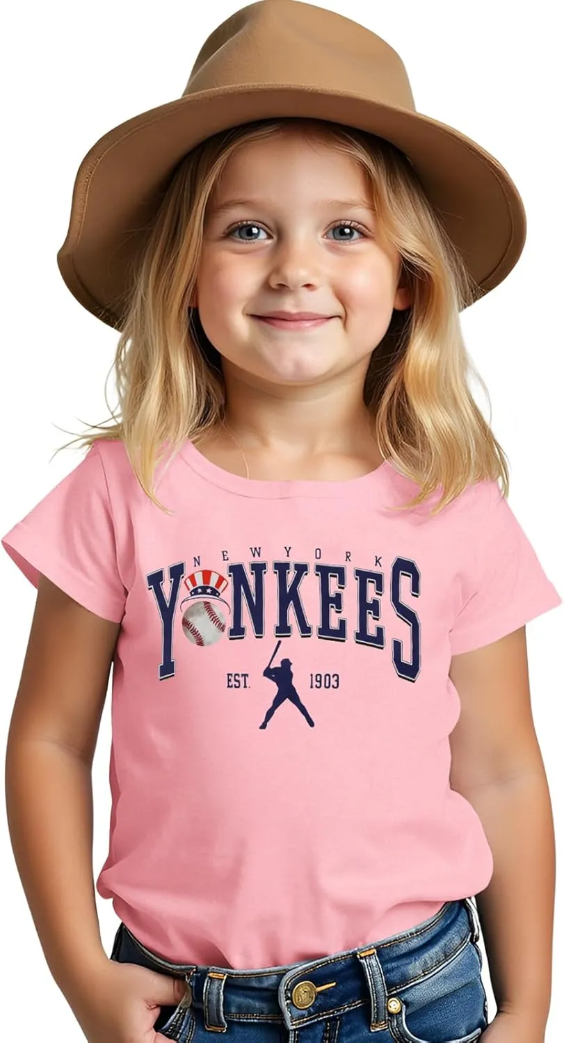 BOUTIKOME Toddler Baby Boys Girls Baseball Shirt Baseball Team Graphic T-Shirt Baseball Fan Tees Game Day Outfit Summer Tops