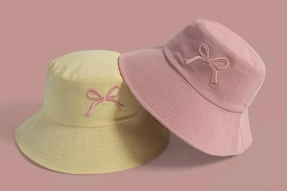 Bow-Tie Sun Hats for Women Floppy Fishing Hat Casual Safari Hat Wide Brim Bucket Hat UV Protection Sun Cap for Summer Outdoor