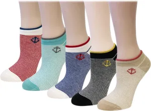 Bowbear Womens 5-Pair Low Cut No Show Ankle Socks