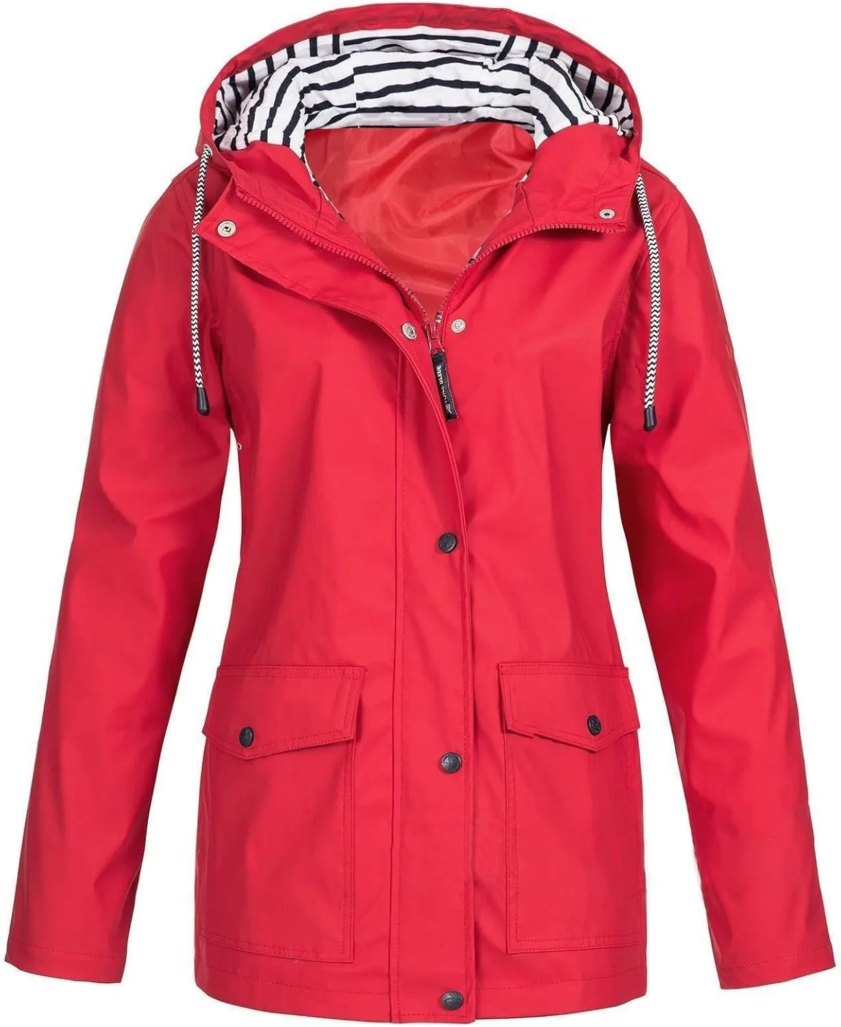 BOXIACEY Rain Jacket Womens Waterproof with Hood Packable Lightweight Rain Jacket Hooded Outdoor Raincoat Windbreaker