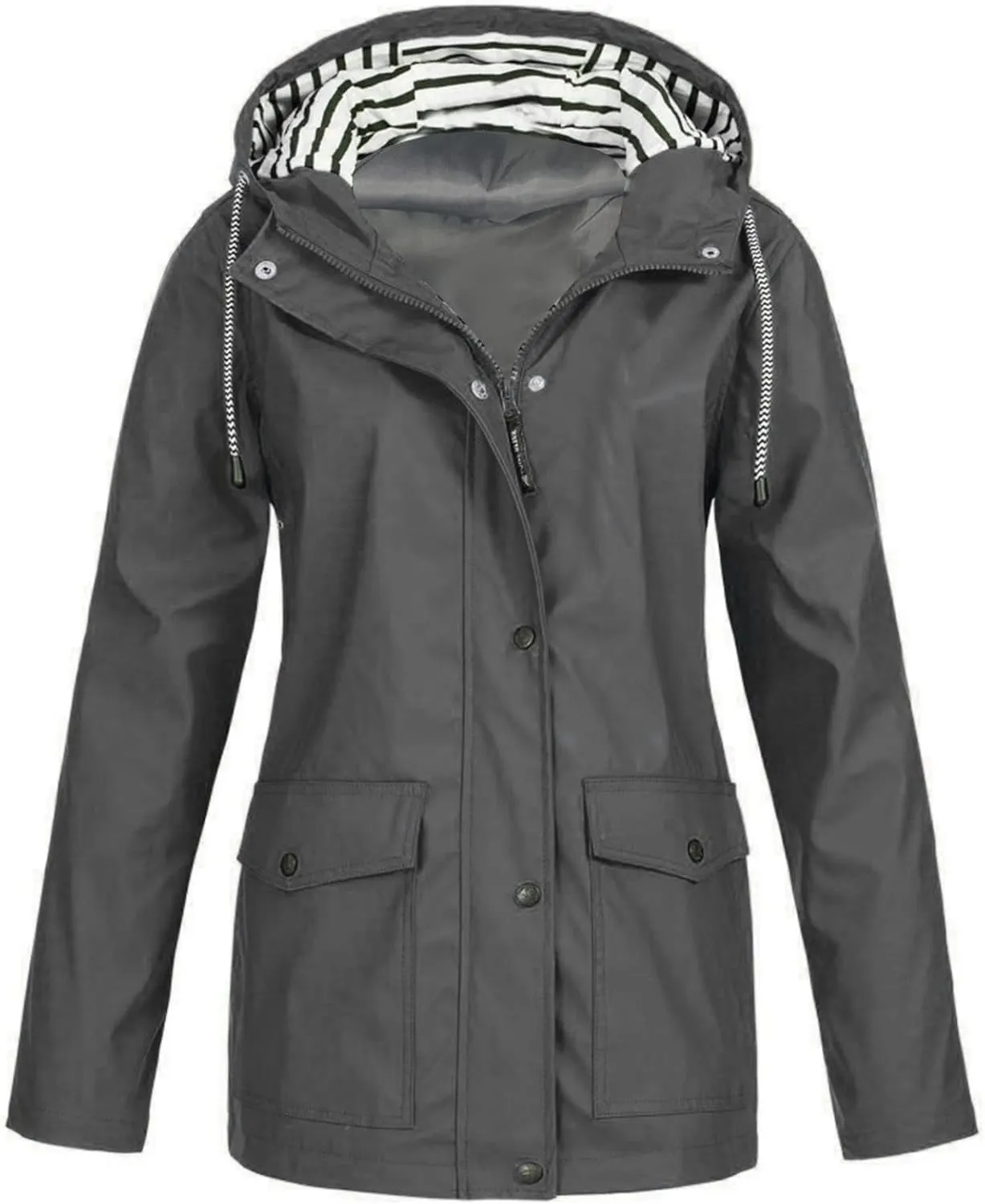 BOXIACEY Rain Jacket Womens Waterproof with Hood Packable Lightweight Rain Jacket Hooded Outdoor Raincoat Windbreaker